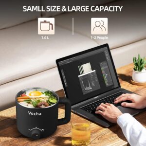 Vocha Multicuiseur Electrique, petite marmite electrique en acier inoxydable 1,6 L, hot pot electrique portable pour chambre d'etudi