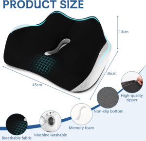 Bearrerp Coussin orthopedique en mousse a memoire de forme - Ergonomique - Favorise la circulation sanguine et soulage le coccyx - P