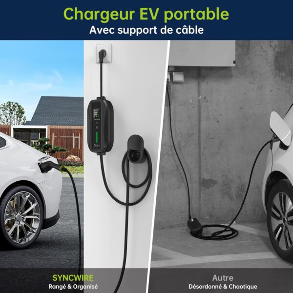 SYNCWIRE Electric Car Charger 7.5 m Type 2 Cable 68101316A Adjustable Electric Current, Schuko Plug Charging Station Wallbox P