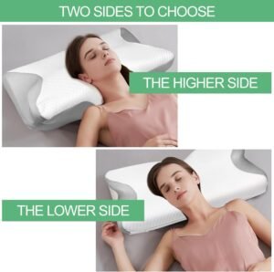 Maxentico 63 x 37 x 12cm Oreiller Ergonomique Cervical, Oreiller Memoire Forme, Coussin Orthopedique, Oreillers Ergonomiques pour la