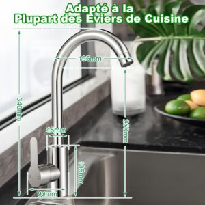 71Q9pcxlxJL._AC_SL1500_.jpg Mitigeur Cuisine avec Tuyau Flexible G38 x M10,Robinet Cuisine en Acier Inox avec Bec Pivotant a 360 Monocommande,Robinet Evier de