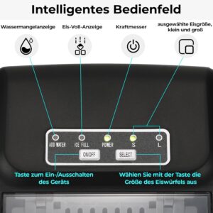 Machine à glaçons autonettoyante 12 kg/24 h, 9 glaçons en 6 min