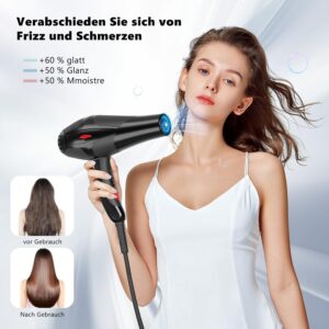 Jooayou Seche Cheveux Professionnel 3000W, Seche Cheveux Ionique, Puissant AC Moteur 3 Niveaux de Temperature 2 Vitesses, seche chev