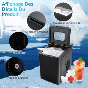 Machine à glaçons GOPLUS 15 kg/24h, 9 cubes en 6-13 min