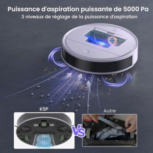 Aspirateur robot OKP K5 Pro – 5000PA Wi‑Fi Alexa 150min