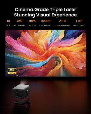 71QknNk2NXL._AC_SL1500_.jpg JMGO N1 Projector, 1080P 3D Mini Video Projector Full HD, Portable Triple Laser 750 ISO Lumens, Automatic Gimbal Image Correction, 2