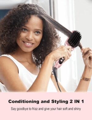 71QmIVv6kbL._AC_SL1500_.jpg LANDOT Brosse Lissante Chauffante Ionique: 2 en 1 Lisseur Brosse a Cheveux Electrique - Lisse Demele Antistatique 120-230 Fer a lis