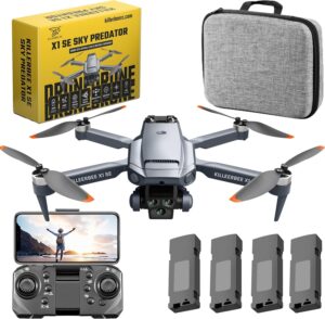 71QojzSvjL._AC_SL1500_.jpg Killerbee X1 SE Sky Predator - Drone avec double camera - Convient aux enfants et aux adultes - Moteurs sans balais - Ultra Fly More