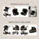 Poussette 3 en 1 Reenborn réversible cadre aluminium