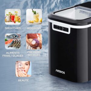 Machine à glaçons Arebos 12 kg/24h autonettoyante noire