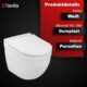 LAVITA Dalia Wall Mounted Toilet with Soft-Close Mechanism and Metal Hinges, Hanging Toilet without Rim, 360 x 520 x 410 cm, Glossy