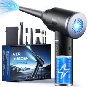Compressed Air Blower, 100000 RPM PC Blower with 9000 mAh Battery, Dry Air Bomb Cleaning PC, 3 Speed Compressed Air Duster with LE