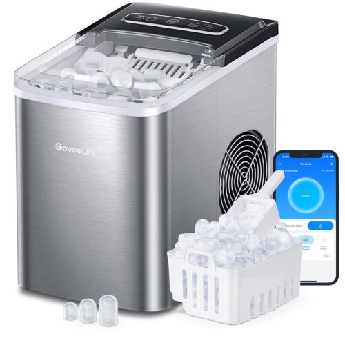 GoveeLife Countertop Smart Ice Maker, Portable Ice Maker with Self-Cleaning, 6 Minutes, 9 Ice Balls, 26 lbs24 Hours, Voice Remote C