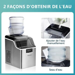 Machine à glaçons EUHOMY inox 24 kg/24 h auto-nettoyante
