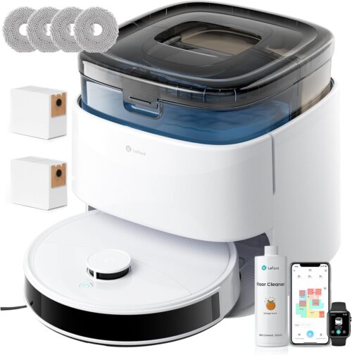 Lefant M3 Robot Aspirateur Laveur 12 000 Pa, Station Multifonctionnelle, Double Serpilliere Rotative 200 TRMin, Navigation dToF, Ev