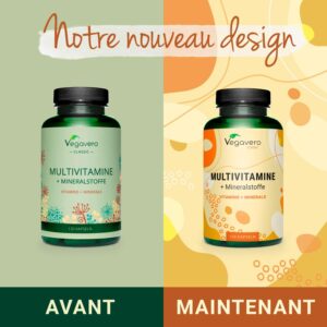 A-Z Multivitamines et Mineraux Vegavero Avec 12 Vitamines et 5 Mineraux LE SEUL SANS ADDITIFS Homme Femme Energie Anti
