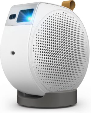 BenQ GV50 Portable Ceiling Laser 1080p Projector with Tripod Base Rotating Angle Projection 500 Lumens 18W Bass Bluetooth Spea
