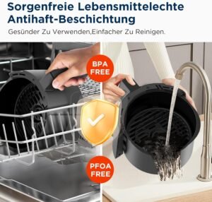 Friteuse sans huile Midea 4L 1500W, 8 programmes, 200°C