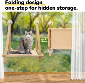 CATISM Pliable Hamac Chat Fenetre jusqu'a 20kg, Hamac pour Chat avec Ventouse Puissante, Tissu Lavable, Support pour Rebord de Fenet
