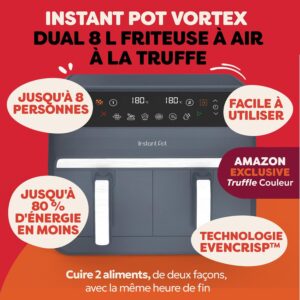 71SEPVMnoaL._AC_SL1500_.jpg Instant Pot - Vortex Dual Truffle Air Fryer - Large 8L Capacity, Family Size, 4L Double Basket, 8-in-1 - Dehydrates, Grill, Cook, Ro