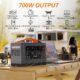 Centrale electrique portable Qeensun, generateur solaire a onde sinusoidale pure 537,6 Wh, sorties AC 700 W pour alimentation de sec