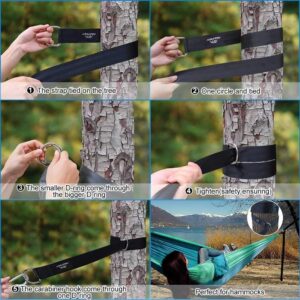 POOTACK Lot de 2 Kit Hamac Ultra Resistant aux Sangles Lourde Suspension 150cm avec D-Ring,Deux Crochets Mousquetons, Charge Max 500