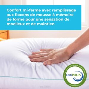 Oreiller Linenspa 40x60 cm gel rafraîchissant blanc