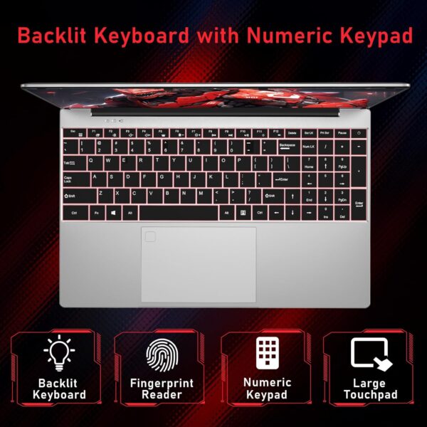 FUNYET AMD RyzenTM7 5700U Gaming Laptop, 15.6 Inch Win 11 Laptop, Laptop Gamer RAM 16GB NVME SSD 1TB, Backlit Keyboard, Graphics Rade