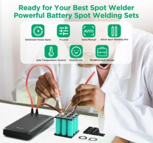 Machine a souder par point,Kerpu 5000mah 11 Grades supporte le mode AutoManuel avec 5M Feuille de Nickel,support de batterie