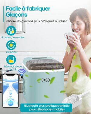 Machine à Glaçons Intelligente – 2 Tailles, Wi‑Fi et App