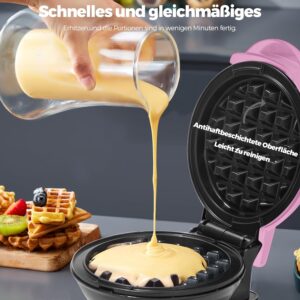 Mini gaufrier antiadhésif rétro rose – gaufres classiques