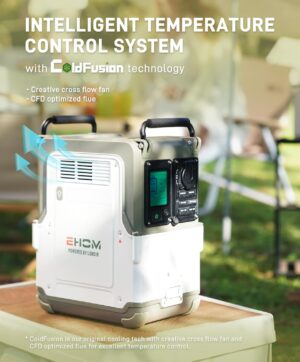 EHOM EP600 - Station d'alimentation - Batterie LiFePO4 EVE - 512 Wh - 230 V CA 5521 USBvoituresans fil - 600 W (crete 1200 W)