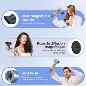 YASHE RW06 Seche-Cheveux Professionnel, Moteur Brushless de 110 000 trmin, Sechage Rapide 21ms, Ions Negatifs a 200 Millions, Diff