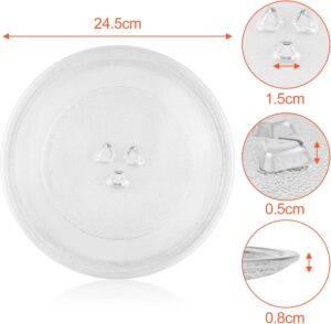 WinGluge Plateau Micro Onde 24.5cm, Assiette Tournante en Verre Type Y pour Micro-ondes, Plateau Tournant pour Micro Ondes et Possed