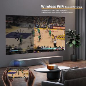 PVO Portable WiFi Projector, Smartphone Can Mirror Wireless Projector Projector Compatible with SmartphoneTabletLaptopTV StickTy