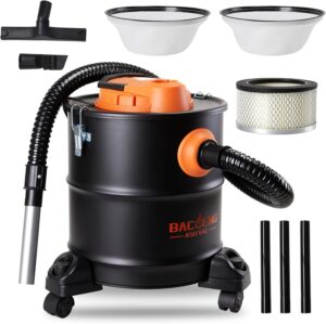 BACOENG Aspirateur a Cendre, Aspirateur Cendre 20L, Aspirateur a Cendres 1200W, Aspirateur Cendres Pellets avec Base Roulante, pour