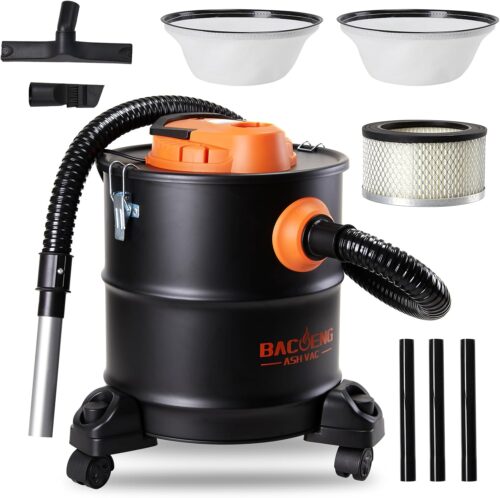 BACOENG Aspirateur a Cendre, Aspirateur Cendre 20L, Aspirateur a Cendres 1200W, Aspirateur Cendres Pellets avec Base Roulante, pour