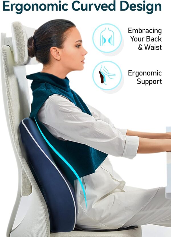 Travel Ease Coussin de Soutien Lombaire Ergonomique, Support Dorsal en Mousse a Memoire pour Siege de Voiture Chaise de Bureau, Doss