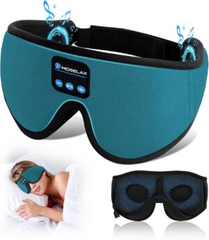 Morelax Masque de Sommeil avec Ecouteurs Bluetooth, Masque de Nuit 3D Sans Fil, Casque Audio Bluetooth, Masque pour les yeux pour do