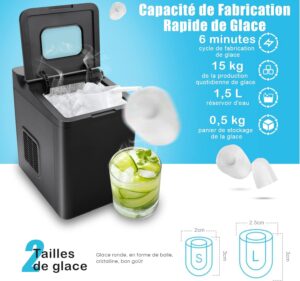 Machine à glaçons COSTWAY 15 kg/24h, prête en 6 min