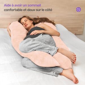 71TU3SbShaL._AC_SL1500_.jpg Coussin de Grossesse Nuliie Oreiller U Velours Lavable