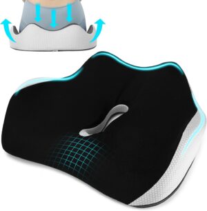 Bearrerp Coussin orthopedique en mousse a memoire de forme - Ergonomique - Favorise la circulation sanguine et soulage le coccyx - P