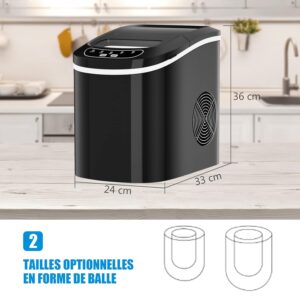 Machine à glaçons GOPLUS 12 kg/24 h, réservoir 2,2 L noir