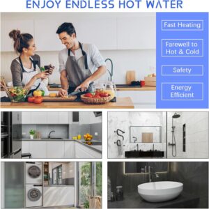 JAOGAUS Instant Water Heaters, 6000W Energy Saving Tankless Water Heaters with Remote Control, Electric Water Heater for Home Bathro