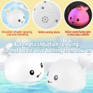 VI AI Jouet de bain pour bebe, baleine a jet avec LED - pour enfants et tout-petits (blanc)