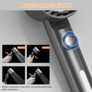 MEKO Anti-Limescale Shower Head with 15 Steps Filter and Hose 1.5 m Water Saving Shower Head High Pressure Shower Filter 3 1 Jet T