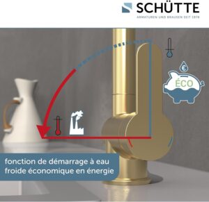 SCHUTTE 79770 London Robinet de cuisine avec douchette extractible, robinet pivotant a 360 degres pour evier de cuisine avec mitigeu