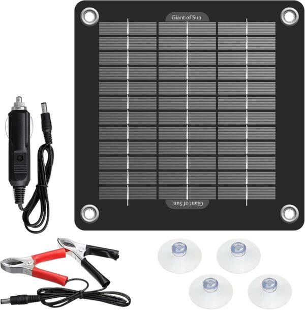 10W 12V Car Battery Maintainer, Solar Battery Charger, Portable Solar Maintenance Charger for Car, Motorcycle, Boat, Car