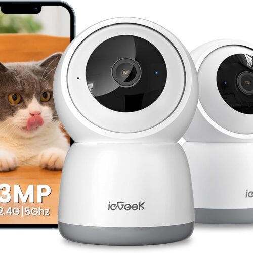 ieGeek 2 Pieces 2K Indoor 360 WiFi Surveillance Camera - IP Camera with Dual WiFi (2.4G5GHz), AIPIR Detection, Auto Tracking, Ale