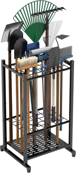 Garden Tool Organizer for Garage - Holds 35 Long Tools